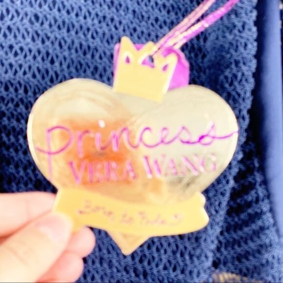 Princess Vera Wang Cropped Blue Cardigan Size Junior’s Large Small Flaw - Picture 13 of 15